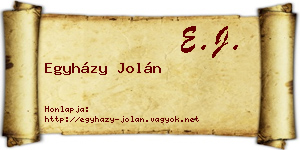 Egyházy Jolán névjegykártya